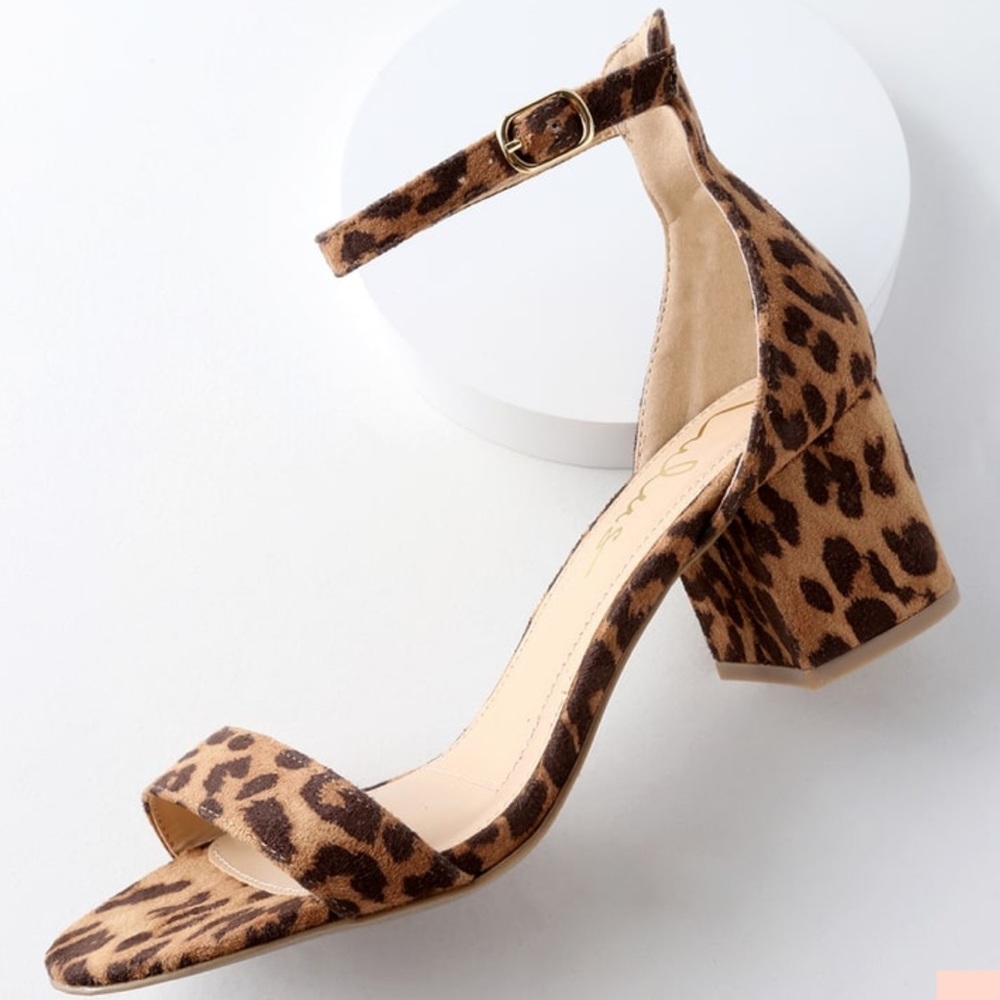 Lulus❤️Harper Leopard Suade Ankle Strap sandals